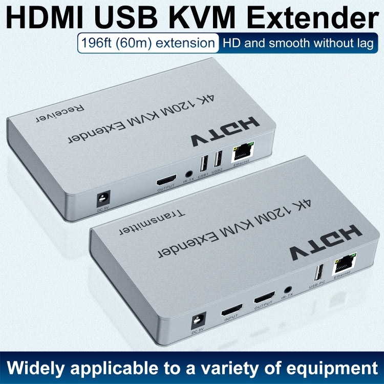 120m HDMI USB KVM 4K Network Extender, Plug:UK Plug - Amplifier by PMC TechLife | Online Shopping South Africa | PMC TechLife | Buy Now Pay Later Mobicred