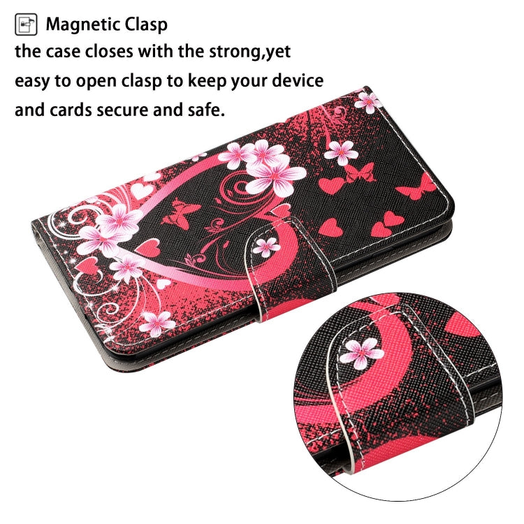 For Samsung Galaxy S25 5G Colored Drawing Pattern Leather Phone Case(Red Heart) - Galaxy S25 5G Cases by PMC Jewellery | Online Shopping South Africa | PMC Jewellery | Buy Now Pay Later Mobicred