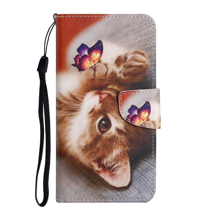 For Samsung Galaxy S25 5G Colored Drawing Pattern Leather Phone Case(Butterfly Cat) - Galaxy S25 5G Cases by PMC Jewellery | Online Shopping South Africa | PMC Jewellery | Buy Now Pay Later Mobicred