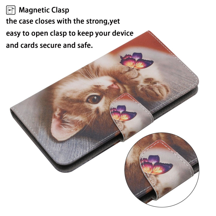 For Samsung Galaxy S25 5G Colored Drawing Pattern Leather Phone Case(Butterfly Cat) - Galaxy S25 5G Cases by PMC Jewellery | Online Shopping South Africa | PMC Jewellery | Buy Now Pay Later Mobicred