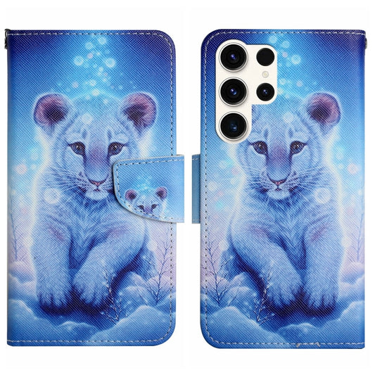 For Samsung Galaxy S25 Ultra 5G Colored Drawing Pattern Leather Phone Case(Little Leopard) - Galaxy S25 Ultra 5G Cases by PMC Jewellery | Online Shopping South Africa | PMC Jewellery | Buy Now Pay Later Mobicred