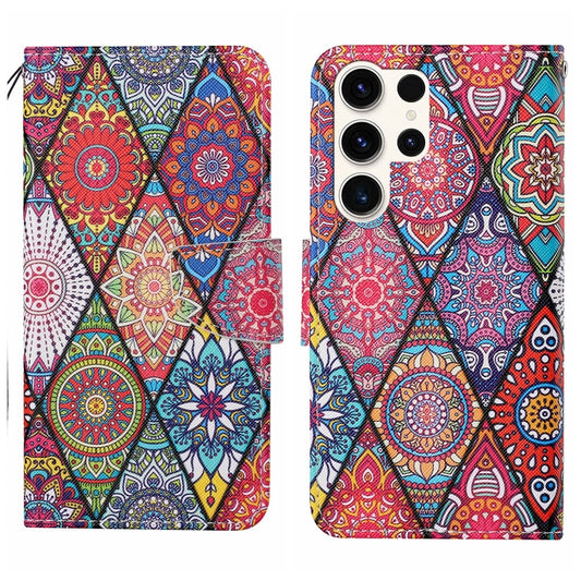 For Samsung Galaxy S25 Ultra 5G Colored Drawing Pattern Leather Phone Case(Diamond Totem) - Galaxy S25 Ultra 5G Cases by PMC Jewellery | Online Shopping South Africa | PMC Jewellery | Buy Now Pay Later Mobicred