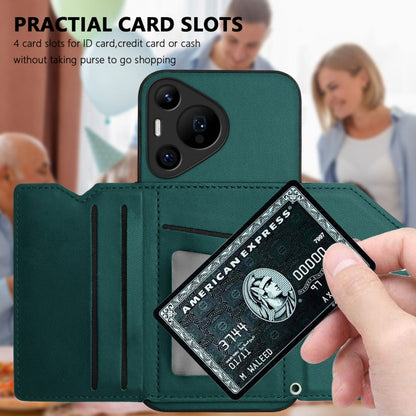 For Huawei Pura 70 Pro Skin Feel Four Card Slots Phone Case with Wrist Strap(Green) - Huawei Cases by PMC Jewellery | Online Shopping South Africa | PMC Jewellery | Buy Now Pay Later Mobicred