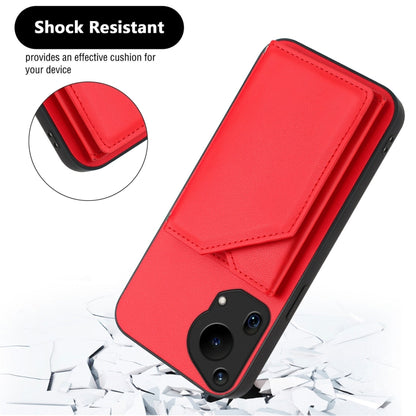 For Huawei Pura 70 Ultra Skin Feel Four Card Slots Phone Case with Wrist Strap(Red) - Huawei Cases by PMC Jewellery | Online Shopping South Africa | PMC Jewellery | Buy Now Pay Later Mobicred