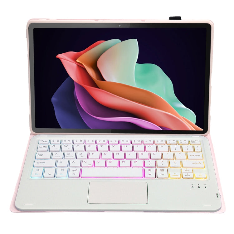 For Huawei MatePad SE 10.4 AH13-AS Ultra-thin Detachable Backlight Bluetooth Keyboard Leather Tablet Case with Touchpad(Pink White) - Others Keyboard by PMC Jewellery | Online Shopping South Africa | PMC Jewellery | Buy Now Pay Later Mobicred