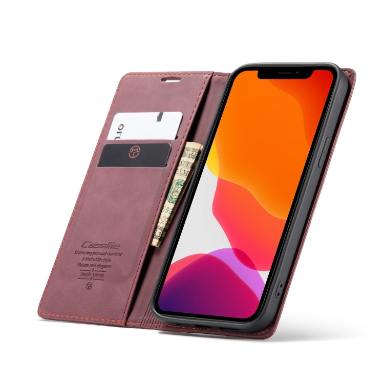 For iPhone 12 Pro Max CaseMe-013 Multifunctional Retro Frosted Horizontal Flip Leather Case with Card Slot & Holder & Wallet(Wine Red) - iPhone 12 Pro Max Cases by CaseMe | Online Shopping South Africa | PMC Jewellery | Buy Now Pay Later Mobicred