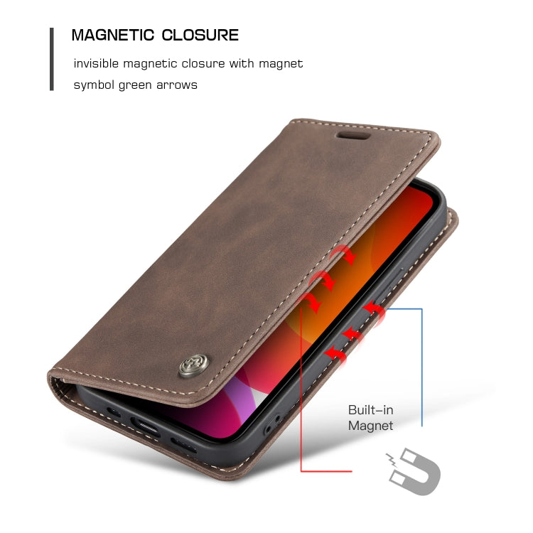 For iPhone 12 / 12 Pro CaseMe-013 Multifunctional Retro Frosted Horizontal Flip Leather Case with Card Slot & Holder & Wallet(Coffee) - iPhone 12 / 12 Pro Cases by CaseMe | Online Shopping South Africa | PMC Jewellery | Buy Now Pay Later Mobicred