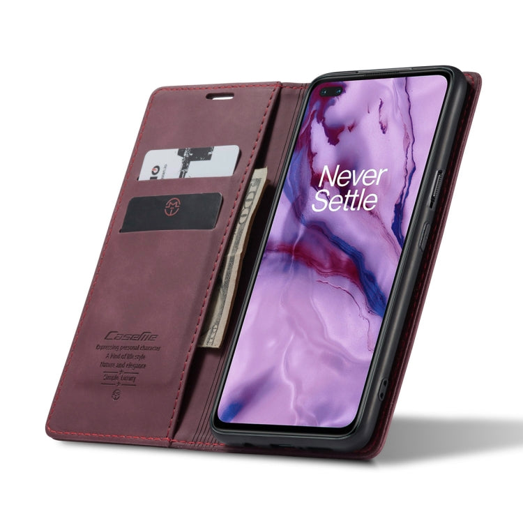 For OnePlus Nord CaseMe-013 Multifunctional Retro Frosted Horizontal Flip Leather Case with Card Slot & Holder & Wallet(Wine Red) - OnePlus Cases by CaseMe | Online Shopping South Africa | PMC Jewellery