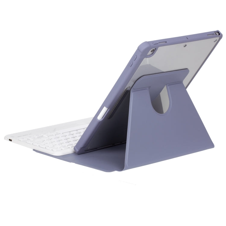 For iPad Pro 11 2024 L13-B 360 Rotation Acrylic Transparent Bluetooth Keyboard Leather Case(Purple) - For iPad Pro by PMC Jewellery | Online Shopping South Africa | PMC Jewellery | Buy Now Pay Later Mobicred