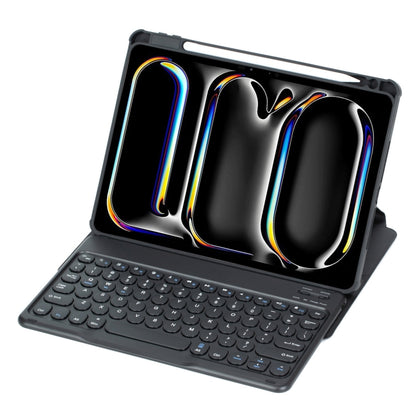 For iPad Pro 11 2024 YL13 360 Rotation Acrylic Transparent Round Keycap Bluetooth Keyboard Leather Case(Black) - For iPad Pro by PMC Jewellery | Online Shopping South Africa | PMC Jewellery | Buy Now Pay Later Mobicred