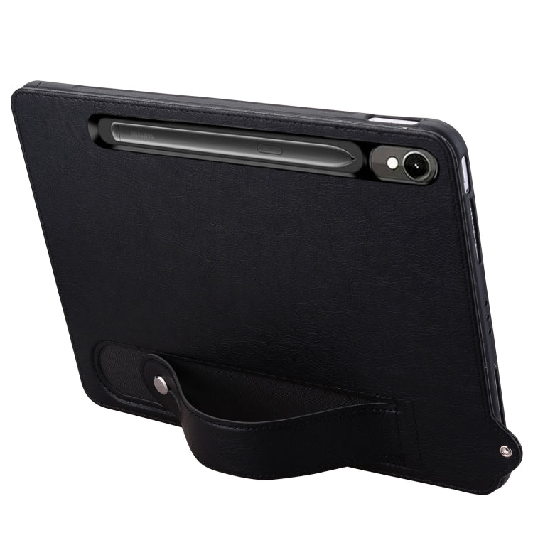 For Samsung Galaxy Tab S10 / S9 / S8 / S7 TPU Leather Back Tablet Case with Wristband(Black) - Tab S10 Cases by PMC Jewellery | Online Shopping South Africa | PMC Jewellery | Buy Now Pay Later Mobicred