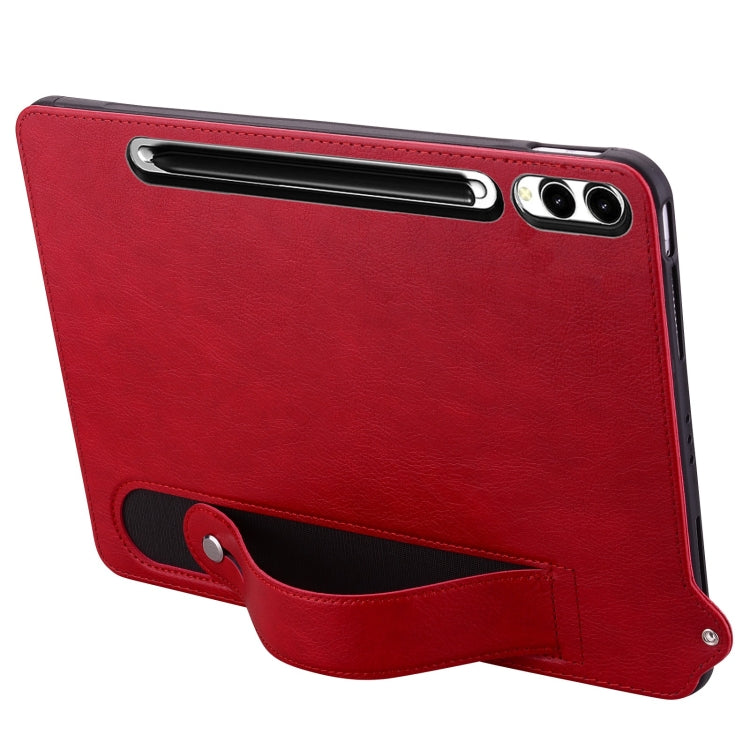 For Samsung Galaxy Tab S10 Ultra / S9 Ultra TPU Leather Back Tablet Case with Wristband(Red) - Tab S10 Ultra Cases by PMC Jewellery | Online Shopping South Africa | PMC Jewellery | Buy Now Pay Later Mobicred