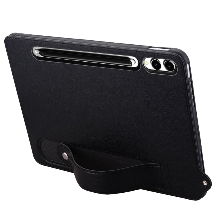 For Samsung Galaxy Tab S10 Ultra/ S11 Ultra TPU Leather Back Tablet Case with Wristband(Black) - free shipping - PMC Jewellery - Order now!