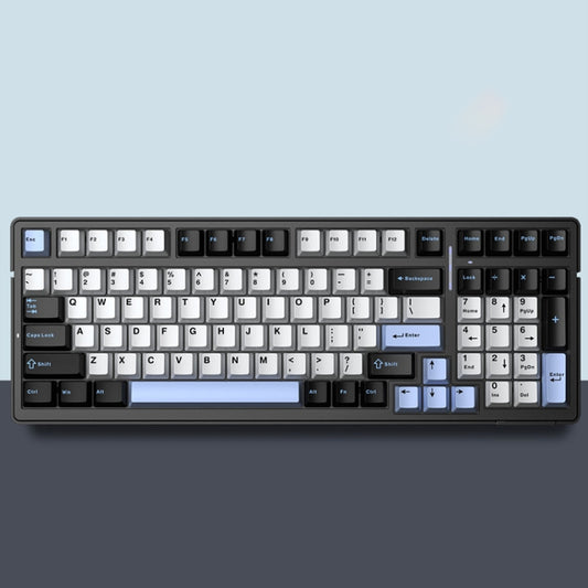 AULA F99 99 Keys Wired/2.4G/Bluetooth Three Model Customized RGB Mechanical Keyboard(Black White Blue) - Wireless Keyboard by AULA | Online Shopping South Africa | PMC Jewellery | Buy Now Pay Later Mobicred