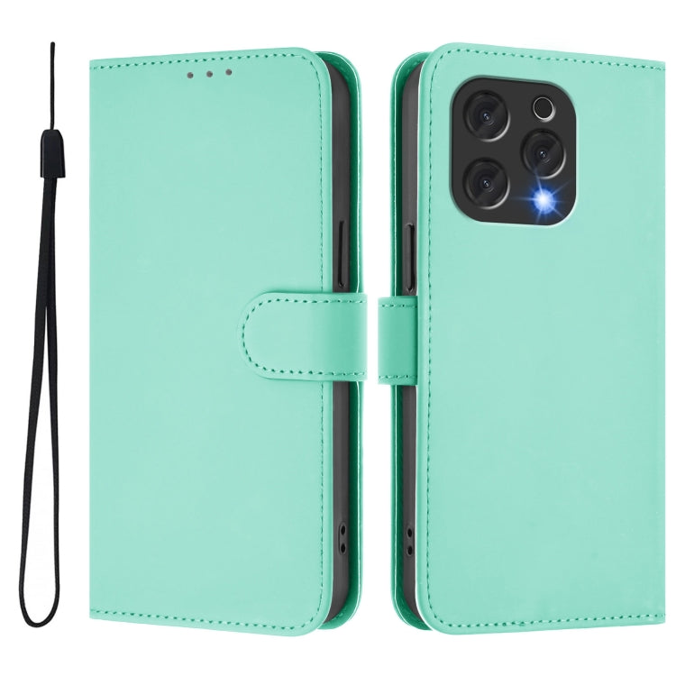 For Doogee N55 Plus Skin Feel Solid Color Leather Phone Case with Lanyard(Mint Green) - Doogee Cases by PMC TechLife | Online Shopping South Africa | PMC TechLife | Buy Now Pay Later Mobicred