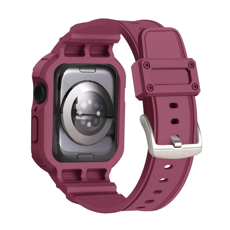 For Apple Watch Series 10 42mm Armor TPU Case Integrated Watch Band(Plum Color) - Watch Cases by PMC Jewellery | Online Shopping South Africa | PMC Jewellery | Buy Now Pay Later Mobicred