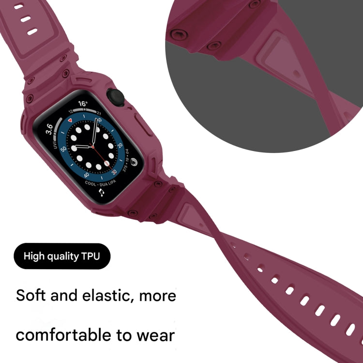 For Apple Watch Series 10 42mm Armor TPU Case Integrated Watch Band(Plum Color) - Watch Cases by PMC Jewellery | Online Shopping South Africa | PMC Jewellery | Buy Now Pay Later Mobicred