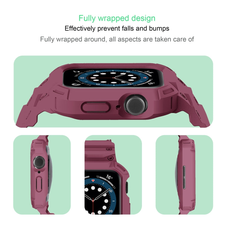 For Apple Watch Series 10 42mm Armor TPU Case Integrated Watch Band(Plum Color) - Watch Cases by PMC Jewellery | Online Shopping South Africa | PMC Jewellery | Buy Now Pay Later Mobicred