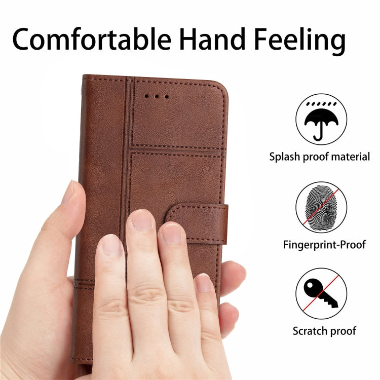 For Samsung Galaxy S25 5G Cowhide Texture Stitching Leather Phone Case(Coffee) - Galaxy S25 5G Cases by PMC Jewellery | Online Shopping South Africa | PMC Jewellery | Buy Now Pay Later Mobicred