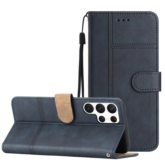 For Samsung Galaxy S25 Ultra 5G Cowhide Texture Stitching Leather Phone Case(Dark Blue) - Galaxy S25 Ultra 5G Cases by PMC Jewellery | Online Shopping South Africa | PMC Jewellery | Buy Now Pay Later Mobicred