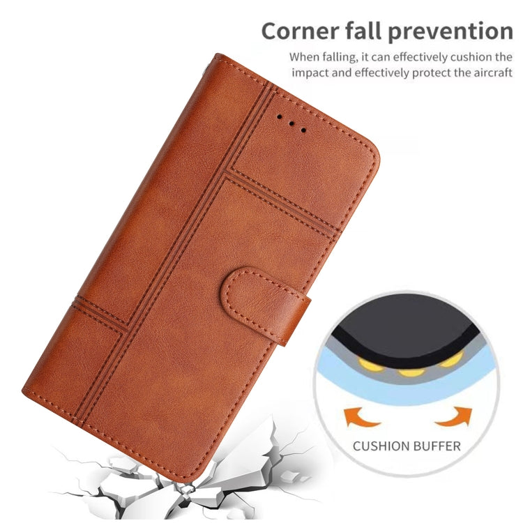 For Samsung Galaxy S25 Ultra 5G Cowhide Texture Stitching Leather Phone Case(Brown) - Galaxy S25 Ultra 5G Cases by PMC Jewellery | Online Shopping South Africa | PMC Jewellery | Buy Now Pay Later Mobicred