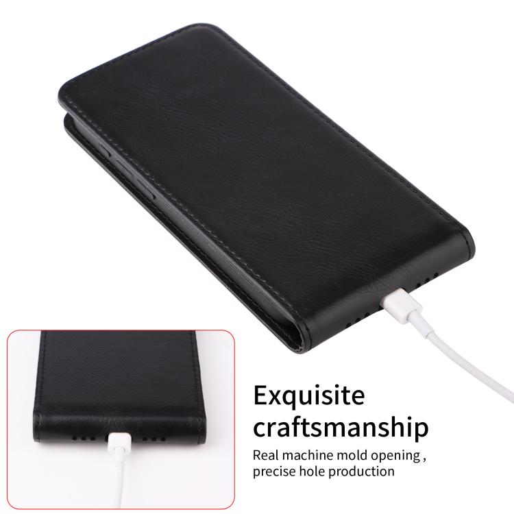 For iPhone 16e Magnetic Vertical Flip Leather Phone Case(Black) - iPhone 16e Cases by PMC TechLife | Online Shopping South Africa | PMC TechLife | Buy Now Pay Later Mobicred