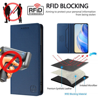 For Samsung Galaxy S24+ / S25+ 5G RC01 Dual-Folded Magnetic Suction RFID Leather Phone Case(Dark Blue) - Galaxy S25+ 5G Cases by PMC Jewellery | Online Shopping South Africa | PMC Jewellery | Buy Now Pay Later Mobicred