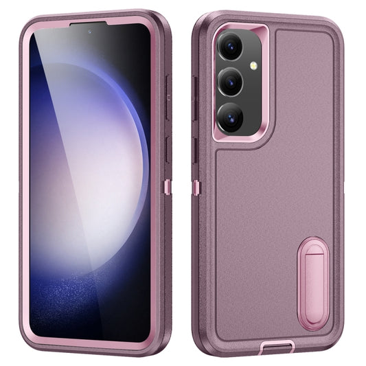 For Samsung Galaxy S24+ / S25+ 5G Rugged PC Hybrid Silicone Phone Case with Holder(Purple+Pink) - Galaxy S25+ 5G Cases by PMC Jewellery | Online Shopping South Africa | PMC Jewellery | Buy Now Pay Later Mobicred