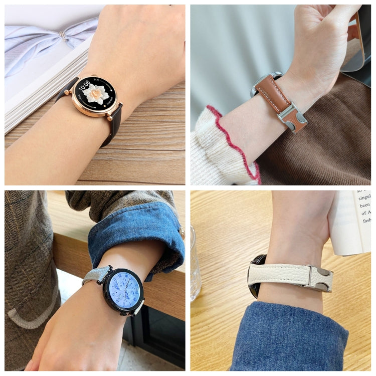 22mm Universal Slim Magnetic Buckle Genuine Leather Watch Band(Plain Weave Green) - free shipping - PMc TechLife - Order now!