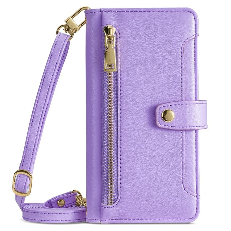 For Fujitsu Arrows We2 Plus Sheep Texture Cross-body Zipper Wallet Leather Phone Case(Purple) - More Brand by PMC TechLife | Online Shopping South Africa | PMC TechLife | Buy Now Pay Later Mobicred