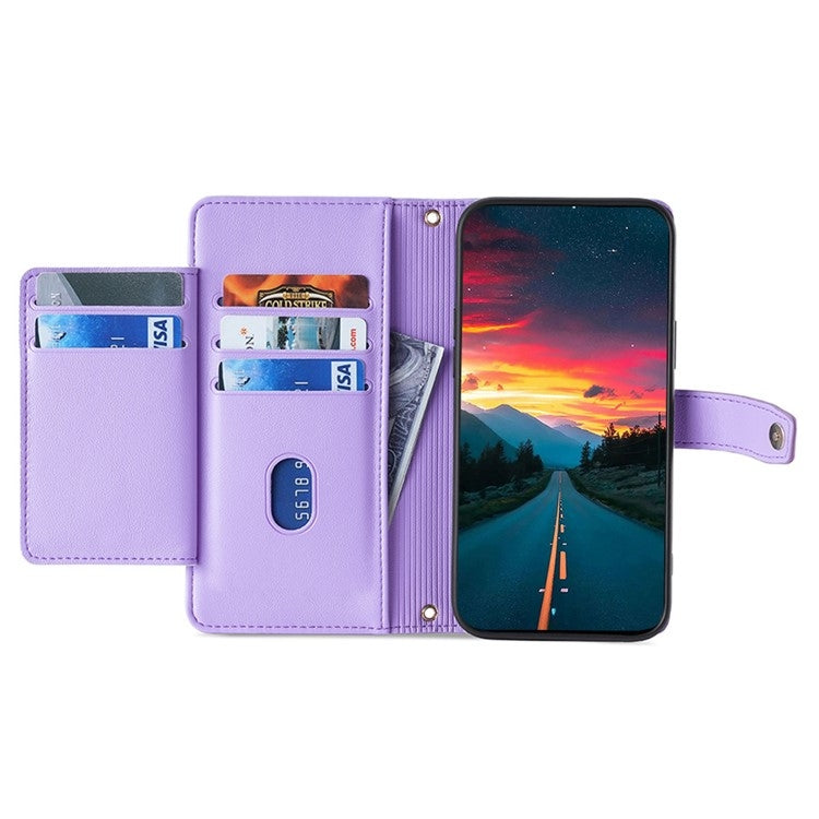 For Fujitsu Arrows We2 Plus Sheep Texture Cross-body Zipper Wallet Leather Phone Case(Purple) - More Brand by PMC TechLife | Online Shopping South Africa | PMC TechLife | Buy Now Pay Later Mobicred