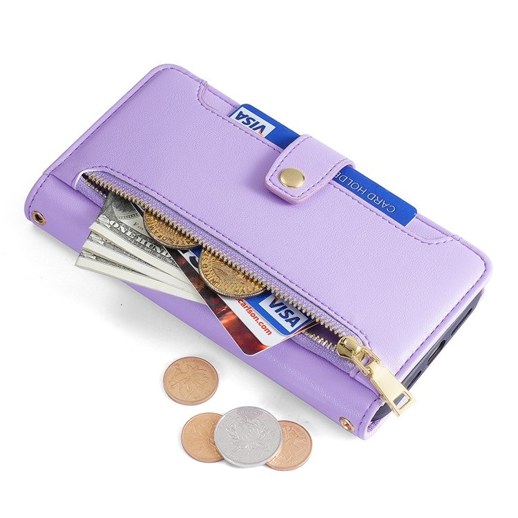 For Fujitsu Arrows We2 Plus Sheep Texture Cross-body Zipper Wallet Leather Phone Case(Purple) - More Brand by PMC TechLife | Online Shopping South Africa | PMC TechLife | Buy Now Pay Later Mobicred