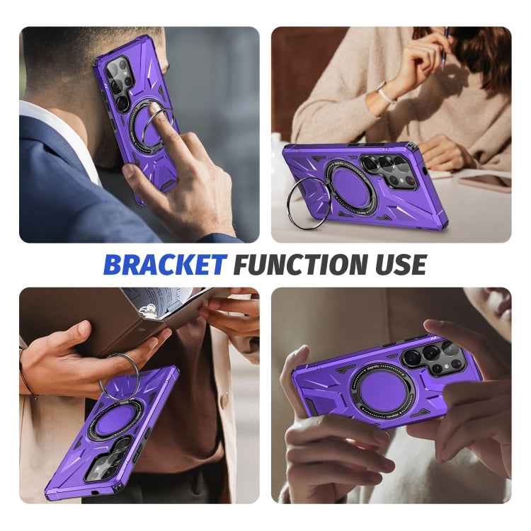 For Samsung Galaxy S25 Ultra 5G MagSafe Magnetic Shockproof Phone Case with Ring Holder(Purple) - Galaxy S25 Ultra 5G Cases by PMC Jewellery | Online Shopping South Africa | PMC Jewellery | Buy Now Pay Later Mobicred