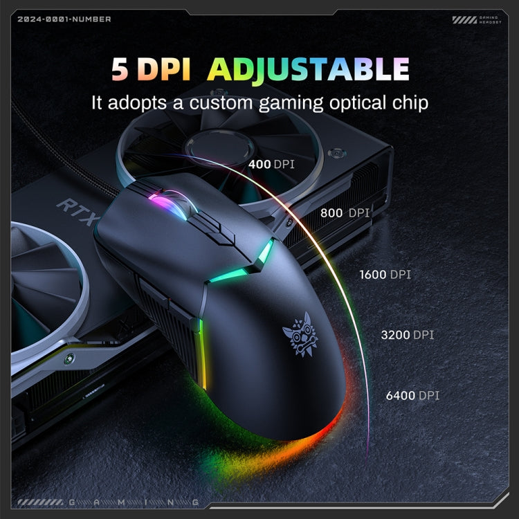 ONIKUMA CW929 RGB 6400DPI Wired Mouse(Black) - Wired Mice by ONIKUMA | Online Shopping South Africa | PMC TechLife | Buy Now Pay Later Mobicred