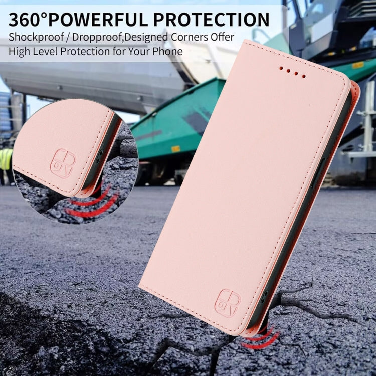 For Huawei Pura 70 Pro / Pura 70 Pro+ RC01 Dual-Folded Magnetic Suction RFID Leather Phone Case(Pink) - Huawei Cases by PMC Jewellery | Online Shopping South Africa | PMC Jewellery | Buy Now Pay Later Mobicred