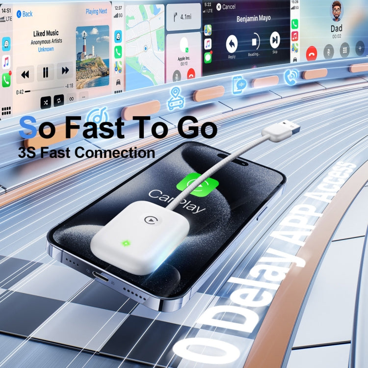 USB Interface Wired to Wireless Car CarPlay Adapter(White) - Bluetooth Adapters by PMC TechLife | Online Shopping South Africa | PMC TechLife | Buy Now Pay Later Mobicred