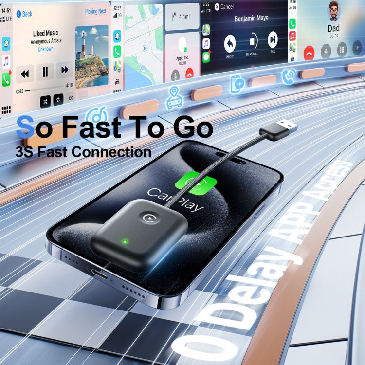 USB Interface Wired to Wireless Car CarPlay Adapter(Black) - free shipping - PMC TechLife - Order now!