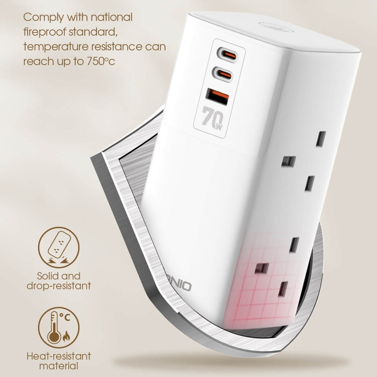 LDNIO SC4396 70W Desktop Multi-function GaN Desktop Charger 2AC, 1U, 2C with 1 Socket, Plug:UK Plug(White) - free shipping - PMC TechLife - Order now!