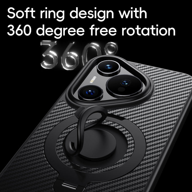 For Huawei Pura 70 Ultra Carbon Fiber MagSafe Phone Case with 360 Degree Rotating Holder(Black Grey) - Huawei Cases by PMC Jewellery | Online Shopping South Africa | PMC Jewellery | Buy Now Pay Later Mobicred