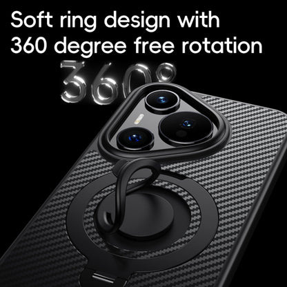 For Huawei Pura 70 Ultra Carbon Fiber MagSafe Phone Case with 360 Degree Rotating Holder(Black Gold) - Huawei Cases by PMC Jewellery | Online Shopping South Africa | PMC Jewellery | Buy Now Pay Later Mobicred