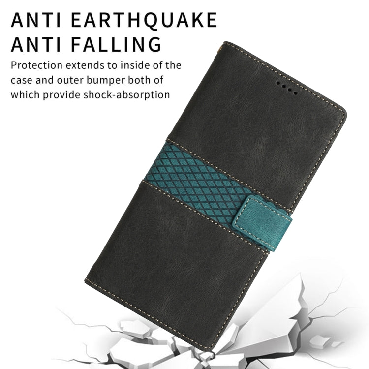 For Samsung Galaxy S25 5G Grid Stitching Leather Phone Case with Lanyard(Black) - Galaxy S25 5G Cases by PMC Jewellery | Online Shopping South Africa | PMC Jewellery | Buy Now Pay Later Mobicred