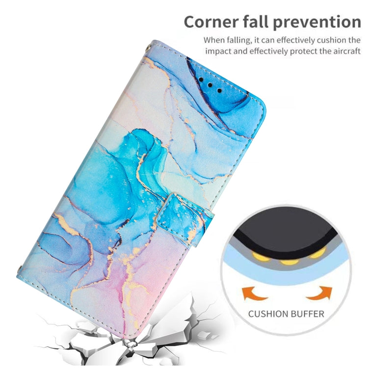 For Samsung Galaxy S25 5G Painted Marble Pattern Leather Phone Case(Pink Green) - Galaxy S25 5G Cases by PMC Jewellery | Online Shopping South Africa | PMC Jewellery | Buy Now Pay Later Mobicred