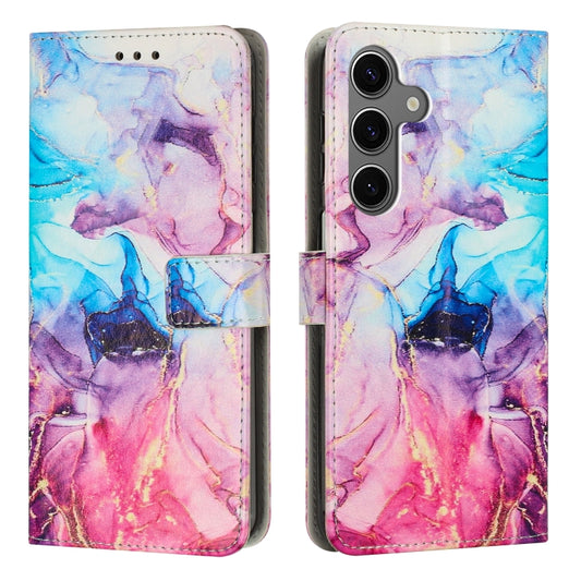 For Samsung Galaxy S25+ 5G Painted Marble Pattern Leather Phone Case(Pink Purple) - Galaxy S25+ 5G Cases by PMC Jewellery | Online Shopping South Africa | PMC Jewellery | Buy Now Pay Later Mobicred