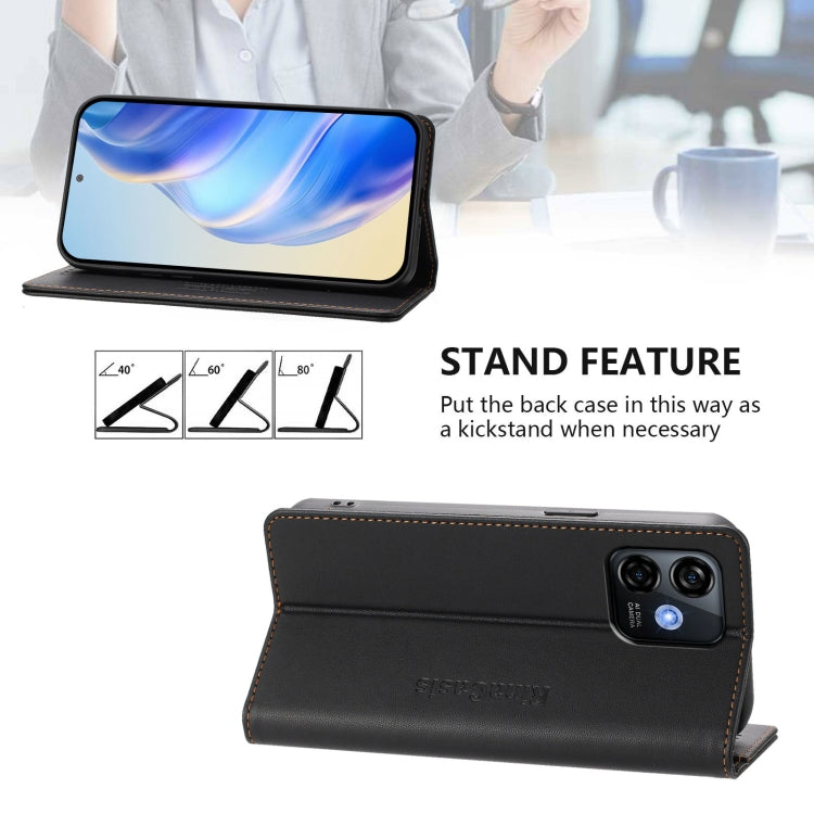 For Ulefone Note 16 Pro RC01 Dual-Folded Magnetic Suction RFID Leather Phone Case(Black) - Ulefone Cases by PMC TechLife | Online Shopping South Africa | PMC TechLife | Buy Now Pay Later Mobicred