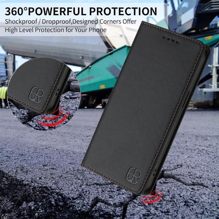 For Ulefone Note 16 Pro RC01 Dual-Folded Magnetic Suction RFID Leather Phone Case(Black) - Ulefone Cases by PMC TechLife | Online Shopping South Africa | PMC TechLife | Buy Now Pay Later Mobicred