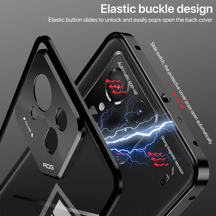 For  ASUS ROG Phone 9 Pro Snap Buckle Metal Frame Glass Back Panel Phone Case(Silver) - ASUS Cases by PMC TechLife | Online Shopping South Africa | PMC TechLife | Buy Now Pay Later Mobicred