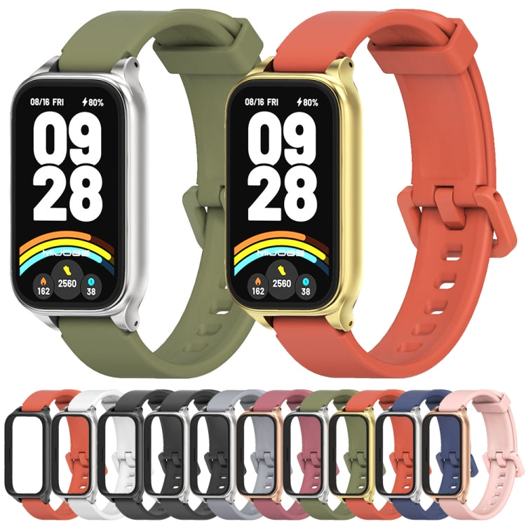 For Xiaomi Smart Band 9 Active / Redmi Band 3 Mijobs Metal Shell Silicone Watch Band(White Silver) - free shipping - PMc TechLife - Order now!