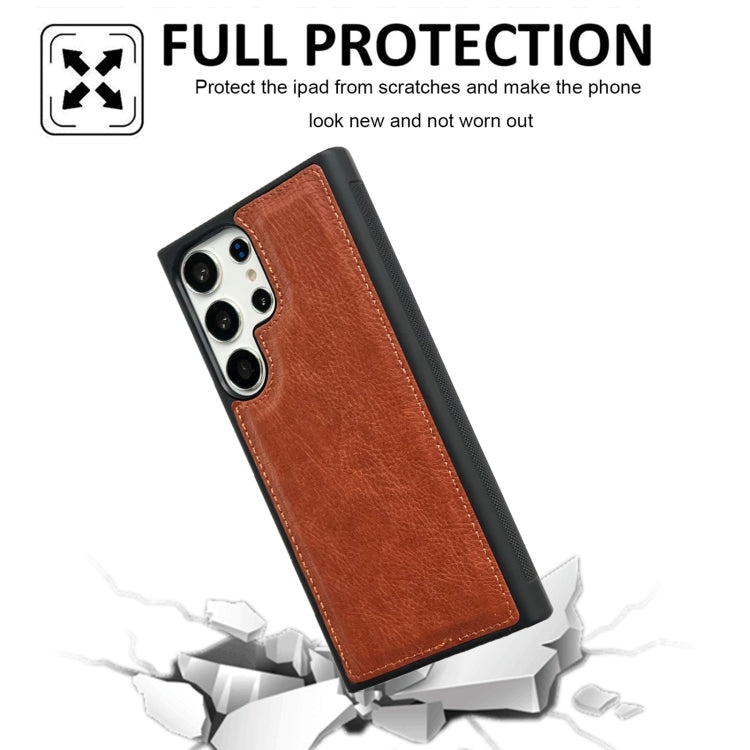 For Samsung Galaxy S25+ 5G Cowhide Texture Back Cover Phone Case(Brown) - Galaxy S25+ 5G Cases by PMC Jewellery | Online Shopping South Africa | PMC Jewellery | Buy Now Pay Later Mobicred