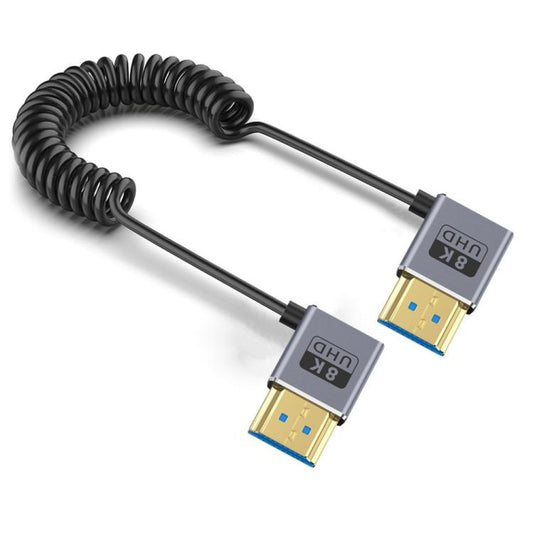 0.7m Coiled Coaxial 8K 48Gbps HDMI 2.1 Cable, Port:Right to Right Elbow - Cable by PMC Jewellery | Online Shopping South Africa | PMC Jewellery | Buy Now Pay Later Mobicred