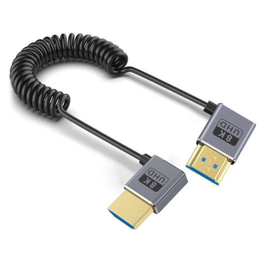 0.7m Coiled Coaxial 8K 48Gbps HDMI 2.1 Cable, Port:Right to Left Elbow - Cable by PMC Jewellery | Online Shopping South Africa | PMC Jewellery | Buy Now Pay Later Mobicred